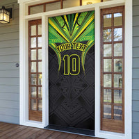 Custom Cook Islands Rugby Door Cover Tatau Art Sport Style Black Color LT03 - Polynesian Pride