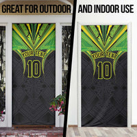 Custom Cook Islands Rugby Door Cover Tatau Art Sport Style Black Color LT03 - Polynesian Pride