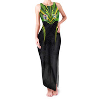 Custom Cook Islands Rugby Family Matching Tank Maxi Dress and Hawaiian Shirt Tatau Art Sport Style Black Color LT03 Mom's Dress Black - Polynesian Pride