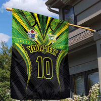 Custom Cook Islands Rugby Garden Flag Tatau Art Sport Style Black Color LT03 - Polynesian Pride