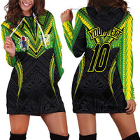 Custom Cook Islands Rugby Hoodie Dress Tatau Art Sport Style Black Color