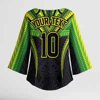 Custom Cook Islands Rugby Kimono Sleeve Blouse Tatau Art Sport Style Black Color LT03 - Polynesian Pride