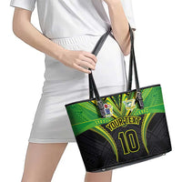 Custom Cook Islands Rugby Leather Tote Bag Tatau Art Sport Style Black Color