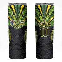 Custom Cook Islands Rugby Skinny Tumbler Tatau Art Sport Style Black Color