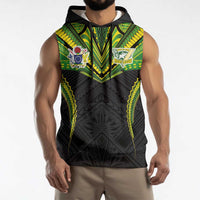 Custom Cook Islands Rugby Sleeveless Hoodie Tatau Art Sport Style Black Color LT03 - Polynesian Pride
