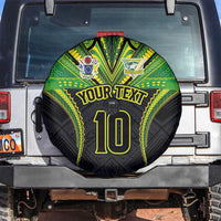 Custom Cook Islands Rugby Spare Tire Cover Tatau Art Sport Style Black Color LT03 Black - Polynesian Pride