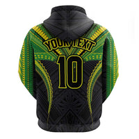 Custom Cook Islands Rugby Zip Hoodie Tatau Art Sport Style Black Color