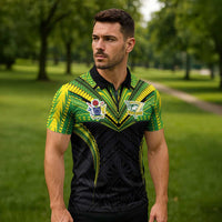 Custom Cook Islands Rugby Zipper Polo Shirt Tatau Art Sport Style Black Color LT03 - Polynesian Pride
