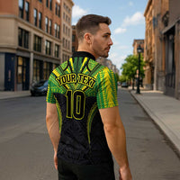 Custom Cook Islands Rugby Zipper Polo Shirt Tatau Art Sport Style Black Color LT03 - Polynesian Pride