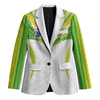Custom Cook Islands Rugby Blazer Tatau Art Sport Style White Color