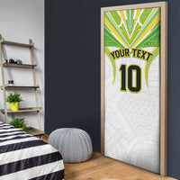 Custom Cook Islands Rugby Door Cover Tatau Art Sport Style White Color LT03 - Polynesian Pride