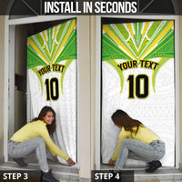 Custom Cook Islands Rugby Door Cover Tatau Art Sport Style White Color LT03 - Polynesian Pride