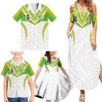 Custom Cook Islands Rugby Family Matching Summer Maxi Dress and Hawaiian Shirt Tatau Art Sport Style White Color LT03 - Polynesian Pride