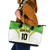 Custom Cook Islands Rugby Leather Tote Bag Tatau Art Sport Style White Color