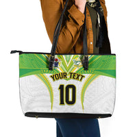 Custom Cook Islands Rugby Leather Tote Bag Tatau Art Sport Style White Color