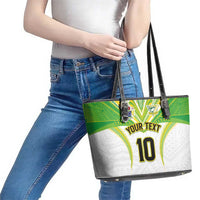 Custom Cook Islands Rugby Leather Tote Bag Tatau Art Sport Style White Color