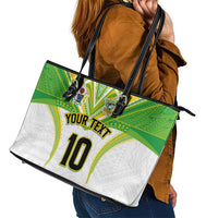 Custom Cook Islands Rugby Leather Tote Bag Tatau Art Sport Style White Color