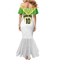 Custom Cook Islands Rugby Mermaid Dress Tatau Art Sport Style White Color
