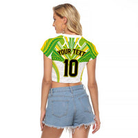 Custom Cook Islands Rugby Raglan Cropped T Shirt Tatau Art Sport Style White Color LT03 - Polynesian Pride