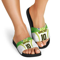 Custom Cook Islands Rugby Slide Sandals Tatau Art Sport Style White Color
