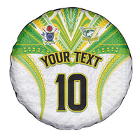 Custom Cook Islands Rugby Spare Tire Cover Tatau Art Sport Style White Color LT03 - Polynesian Pride
