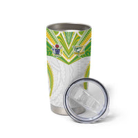 Custom Cook Islands Rugby Tumbler Cup Tatau Art Sport Style White Color LT03 - Polynesian Pride