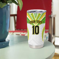 Custom Cook Islands Rugby Tumbler Cup Tatau Art Sport Style White Color LT03 - Polynesian Pride