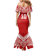 Custom Tonga Rugby Mermaid Dress Ngatu Motifs and Pacific Patterns LT03 - Polynesian Pride
