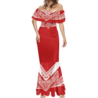 Custom Tonga Rugby Mermaid Dress Ngatu Motifs and Pacific Patterns LT03 - Polynesian Pride