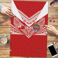 Tonga Rugby Puzzle Ngatu Motifs and Pacific Patterns LT03 Red - Polynesian Pride