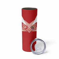 Custom Tonga Rugby Skinny Tumbler Ngatu Motifs and Pacific Patterns