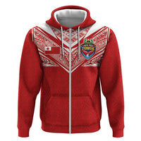 Custom Tonga Rugby Zip Hoodie Ngatu Motifs and Pacific Patterns