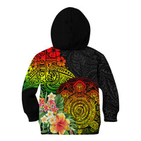 Polynesia Victory Day Kid Hoodie Tribal Turtle and Hibiscus LT03 - Polynesian Pride