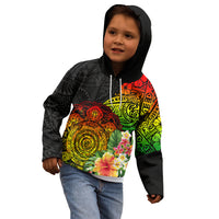 Polynesia Victory Day Kid Hoodie Tribal Turtle and Hibiscus LT03 - Polynesian Pride