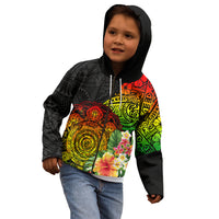 Polynesia Victory Day Kid Hoodie Tribal Turtle and Hibiscus LT03 - Polynesian Pride
