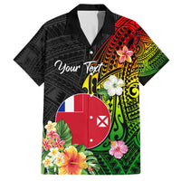 Wallis and Futuna Victory Day Family Matching Puletasi and Hawaiian Shirt Tribal Polynesian Tattoo and Hibiscus Flower LT03 Dad's Shirt - Short Sleeve Reggae - Polynesian Pride