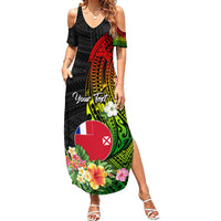 Wallis and Futuna Victory Day Summer Maxi Dress Tribal Polynesian Tattoo and Hibiscus Flower LT03 Women Reggae - Polynesian Pride