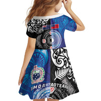 Samoa and Aotearoa Together Family Matching Short Sleeve Bodycon Dress and Hawaiian Shirt Tatau Art Tattoos-Taniko and Maori with Fern LT03 - Polynesian Pride