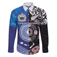 Samoa and Aotearoa Together Family Matching Tank Maxi Dress and Hawaiian Shirt Tatau Art Tattoos-Taniko and Maori with Fern LT03 Dad's Shirt - Long Sleeve Black - Polynesian Pride
