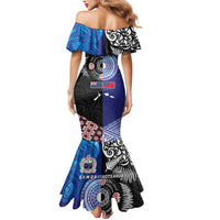 Samoa and Aotearoa Together Mermaid Dress Tatau Art Tattoos-Taniko and Maori with Fern