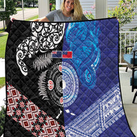 Samoa and Aotearoa Together Quilt Tatau Art Tattoos-Taniko and Maori with Fern LT03 Black - Polynesian Pride