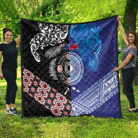 Samoa and Aotearoa Together Quilt Tatau Art Tattoos-Taniko and Maori with Fern LT03 - Polynesian Pride
