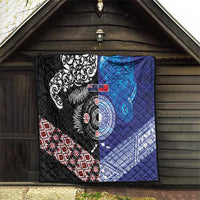 Samoa and Aotearoa Together Quilt Tatau Art Tattoos-Taniko and Maori with Fern LT03 - Polynesian Pride