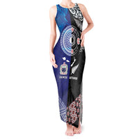 Samoa and Aotearoa Together Tank Maxi Dress Tatau Art Tattoos-Taniko and Maori with Fern