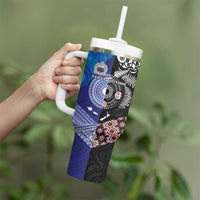 Samoa and Aotearoa Together Tumbler With Handle Tatau Art Tattoos-Taniko and Maori with Fern LT03 - Polynesian Pride