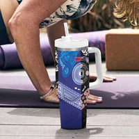 Samoa and Aotearoa Together Tumbler With Handle Tatau Art Tattoos-Taniko and Maori with Fern LT03 - Polynesian Pride