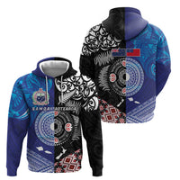 Samoa and Aotearoa Together Zip Hoodie Tatau Art Tattoos-Taniko and Maori with Fern
