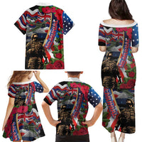 Hawaii and United States Memorial Day Family Matching Puletasi and Hawaiian Shirt Honor and Remember The Fallen