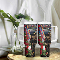 Hawaii and United States Memorial Day Tumbler With Handle -Honor and Remember The Fallen