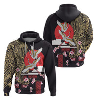 Japanese Culture and Hawaiian Tribal Zip Hoodie Sakura Blossom Tapa Pattern LT03 - Polynesian Pride